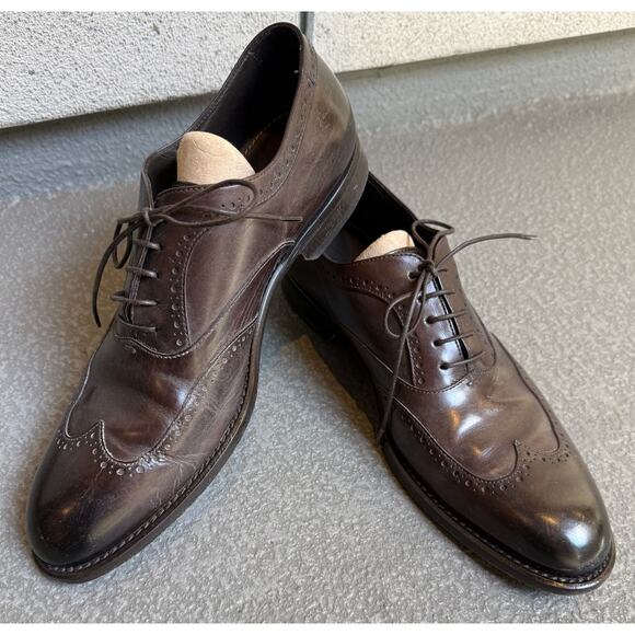 Hugo Boss Dark Brown Leather Wingtip Brogue Oxford Size 7 Italy main image 6